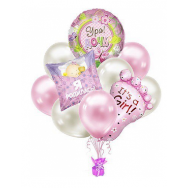 Композиция из шаров с гелием "На день рождения девочки"